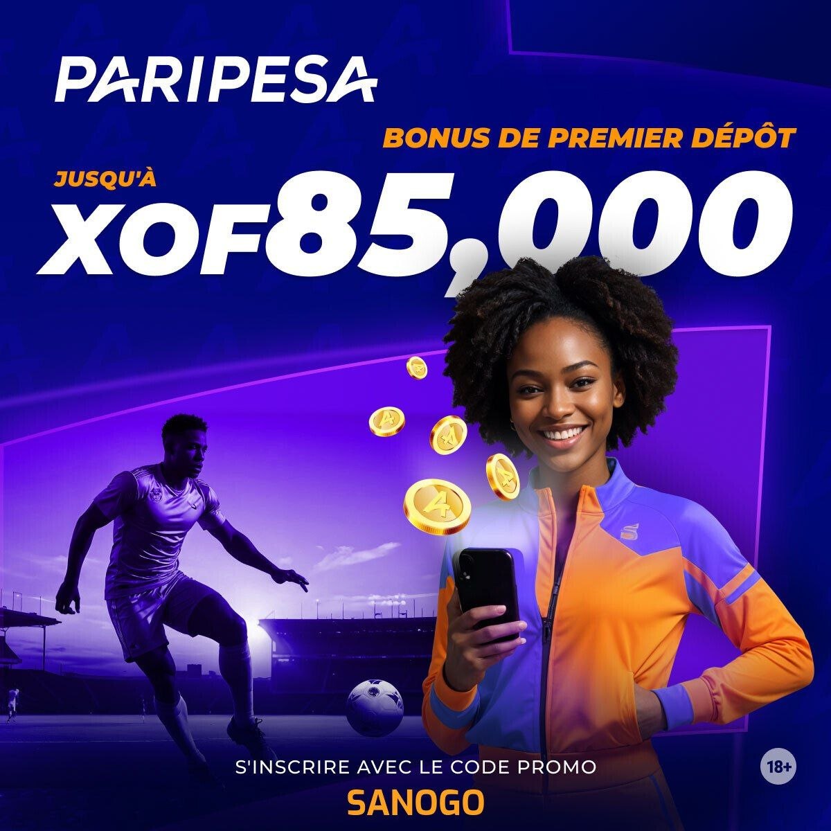 Publicité sponsorisée : Jusqu’à 85 000 XOF offerts dès ton 1er dépôt !