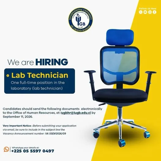 IUGB RECRUTE LAB TECHNICIAN