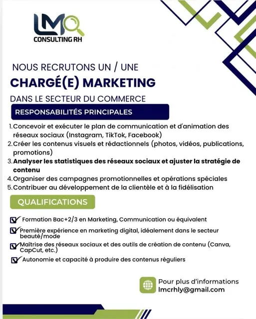 LM RECRUTE CHARGÉ(E) MARKETING