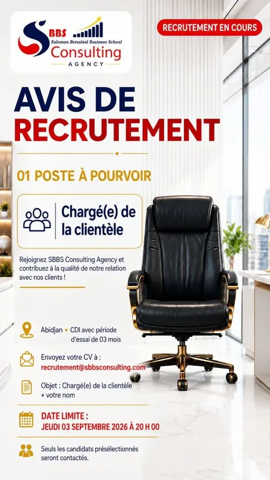 - SBBS CONSULTING AGENCY RECRUTE CHARGE (E) DE CLIENTELE