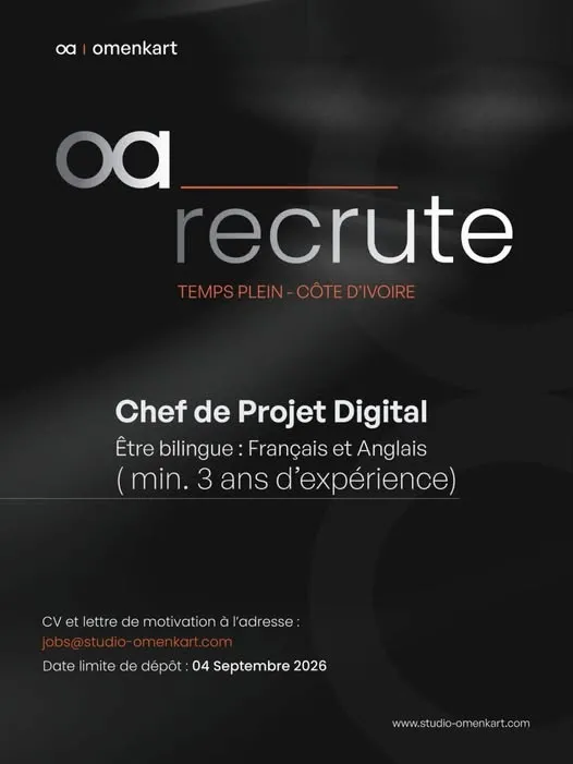 OMENKART RECRUTE CHEF DE PROJET DIGITAL