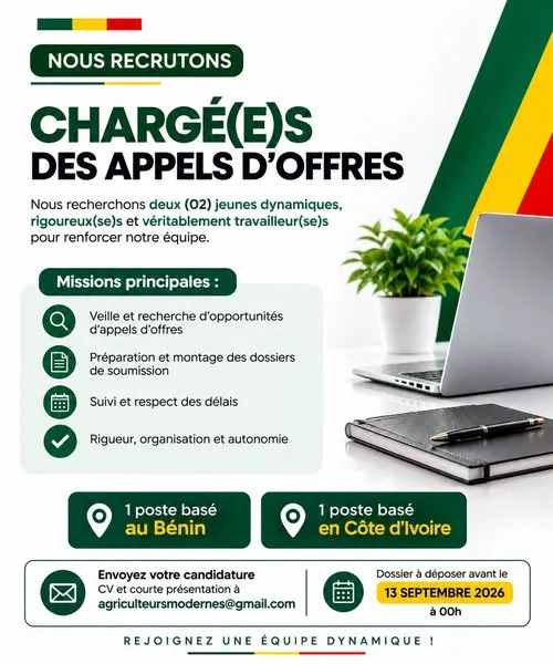 RECRUTEMENT – CHARGÉ(E) DES APPELS D’OFFRES