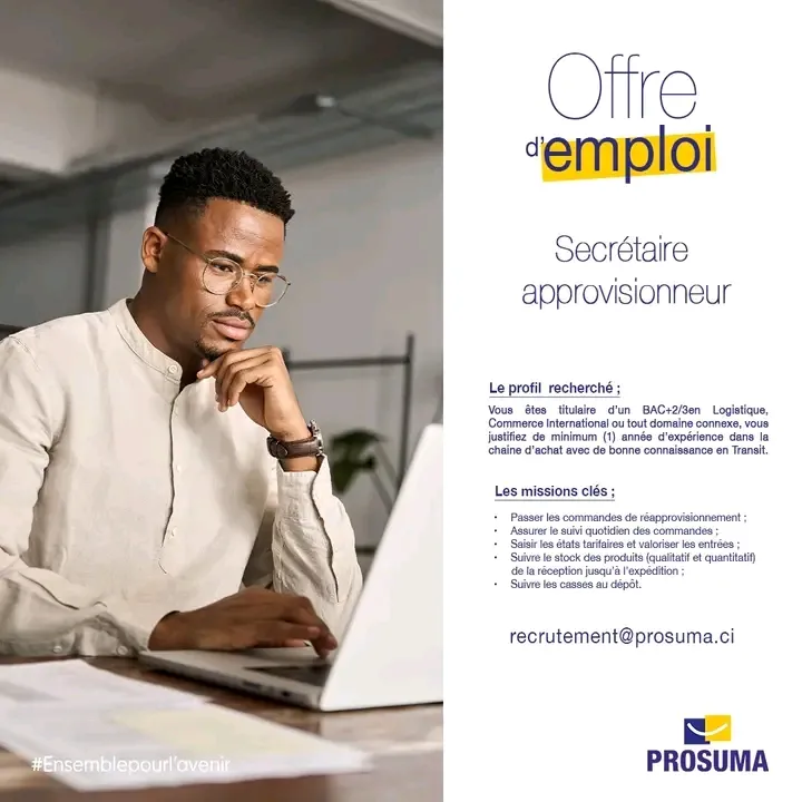 RECRUTEMENT UN SECRÉTAIRE APPROVISIONNEUR