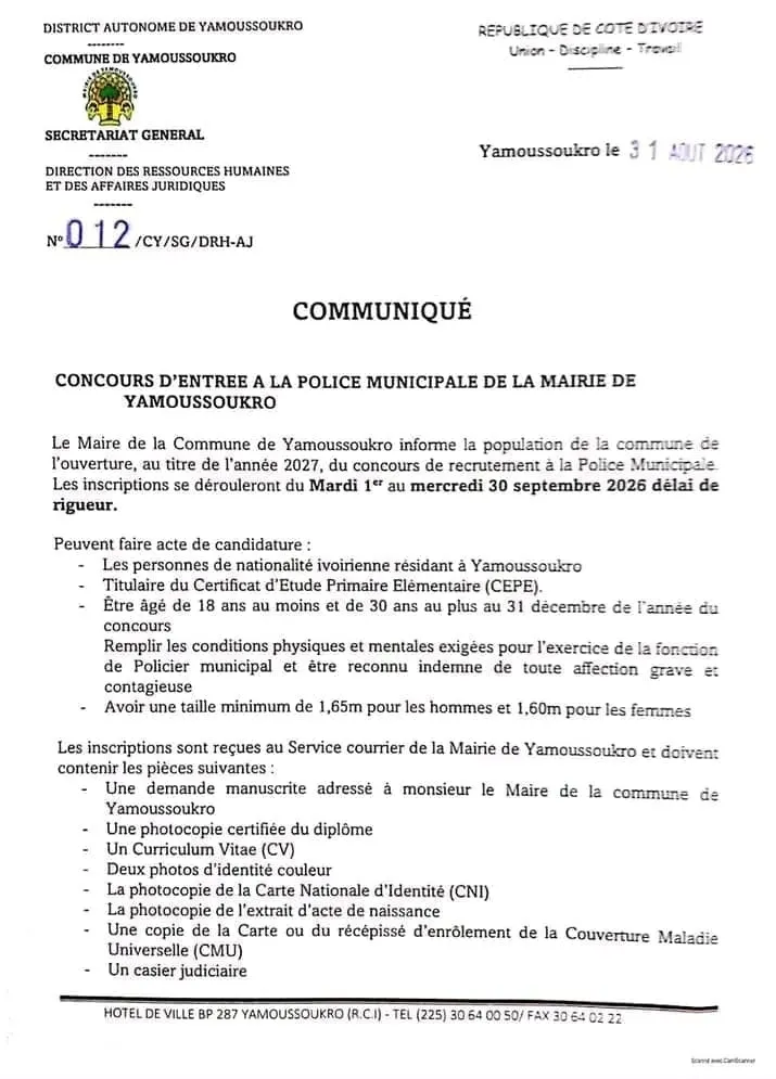 RECRUTEMENT POLICE MUNICIPALE (H/F)