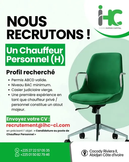 RECRUTEMENT CHAUFFEUR PERSONNEL (H)