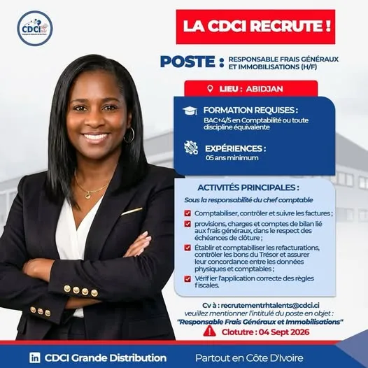 CDCI GRANDE DISTRIBUTION RESPONSABLE FRAIS GÉNÉRAUX ET IMMOBILISATIONS (H/F)