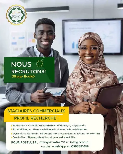 RECRUTEMENT COMMERCIAUX STAGE ECOLE