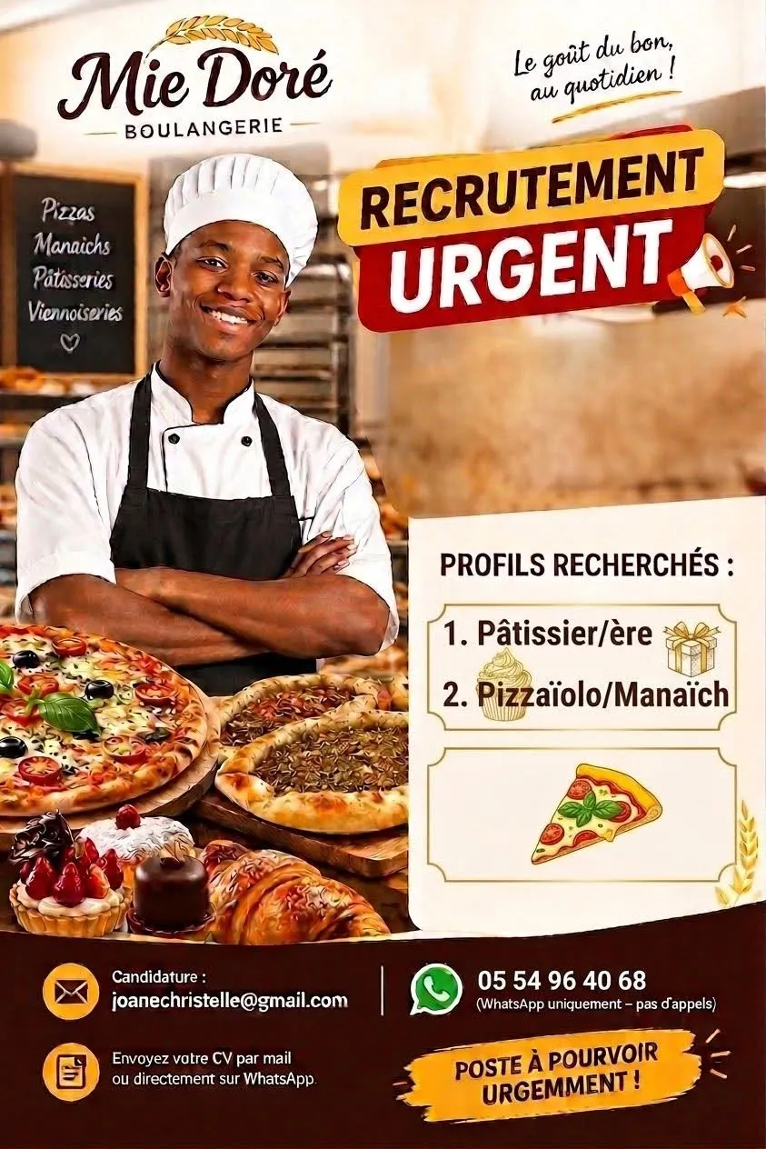 RECRUTEMENT 1 PÂTISSIER(ÈRE) 🍕 1 PIZZAÏOLO/MANAÏCH (H/F)