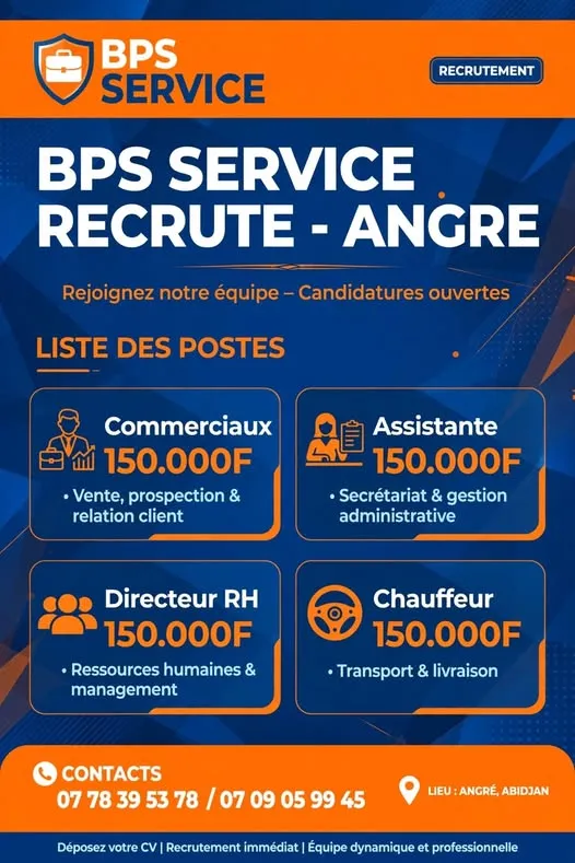RECRUTEMENT DE PLUSIEURS POSTES