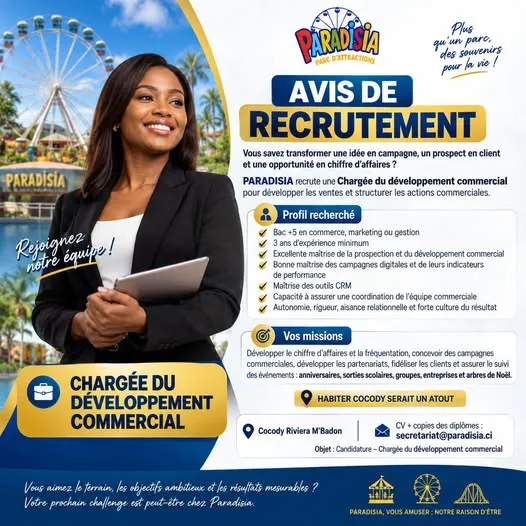 RECRUTEMENT CHARGEE DE DEVELOPPEMENT COMMERCIAL (H/F)