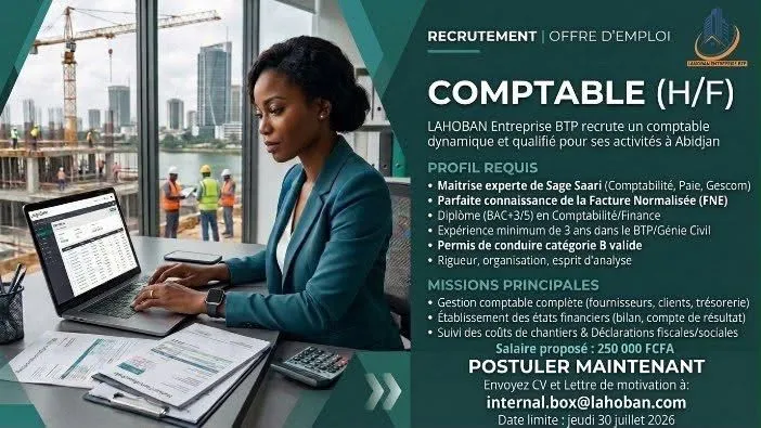 LAHOBAN RECRUTE COMPTABLE (H/F)