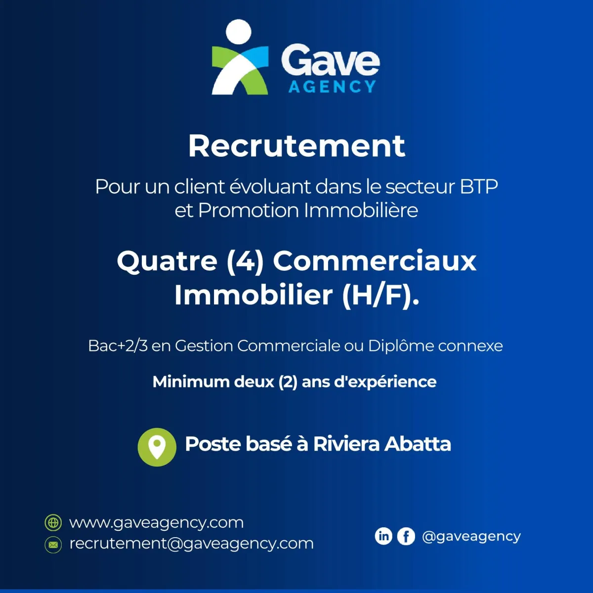 RECRUTEMEBT COMMERCIAUX IMMOBILIER (H/F)
