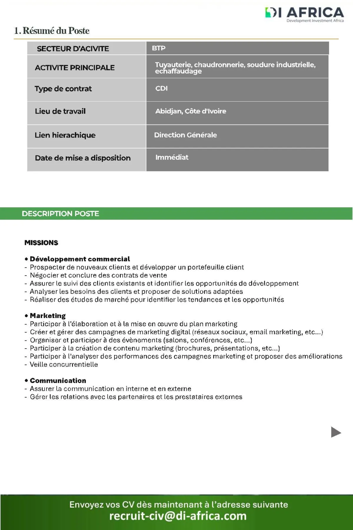 RECRUTEMENT CHARAGE COMMERCIAL F