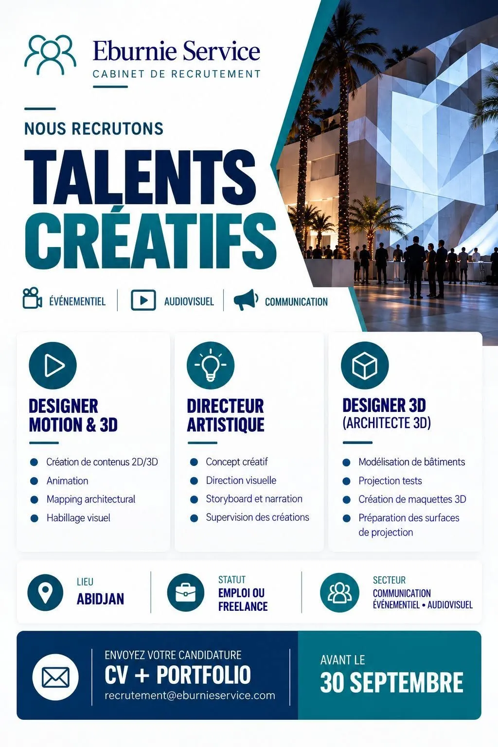 RECRUTEMENT DES TALENTS CREATIFS (H/F)