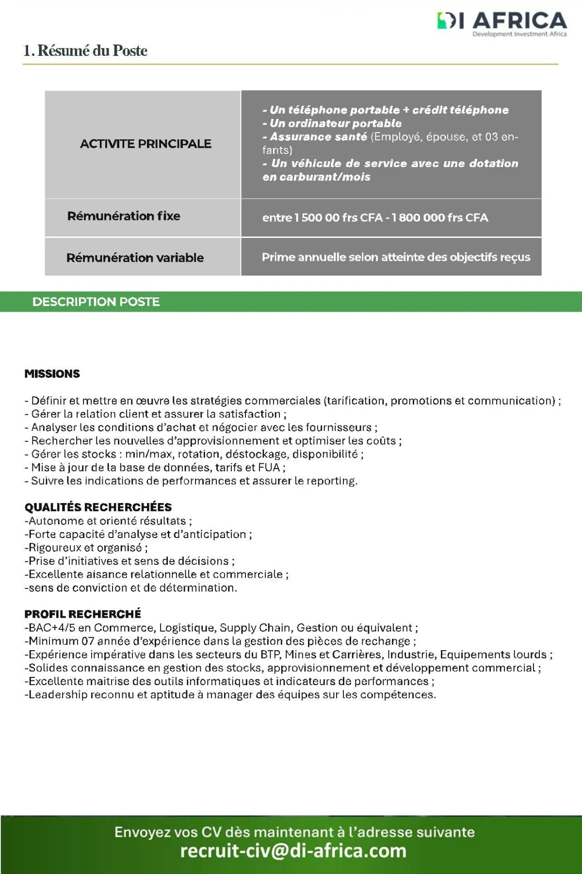 RECRUTEMENT D'UN RESPONSABLE PDR
