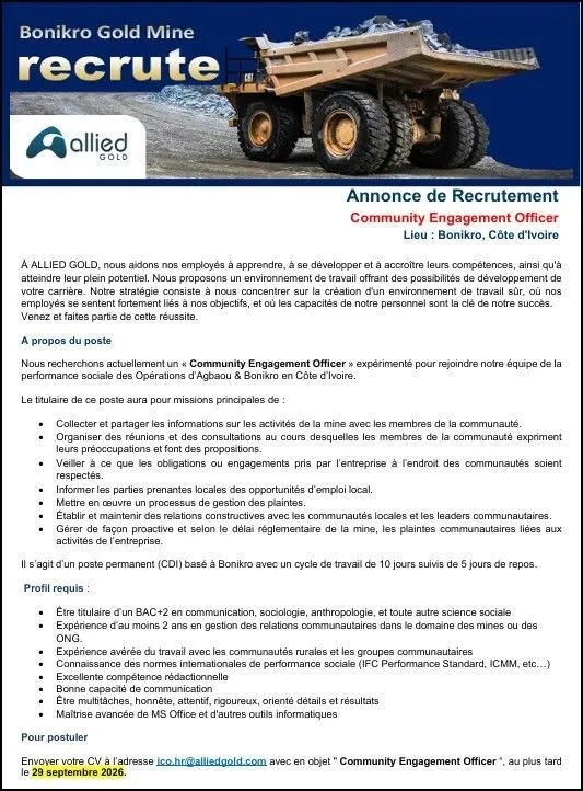 RECRUTEMENT COMMUNITY ENGAGEMENT OFFICER