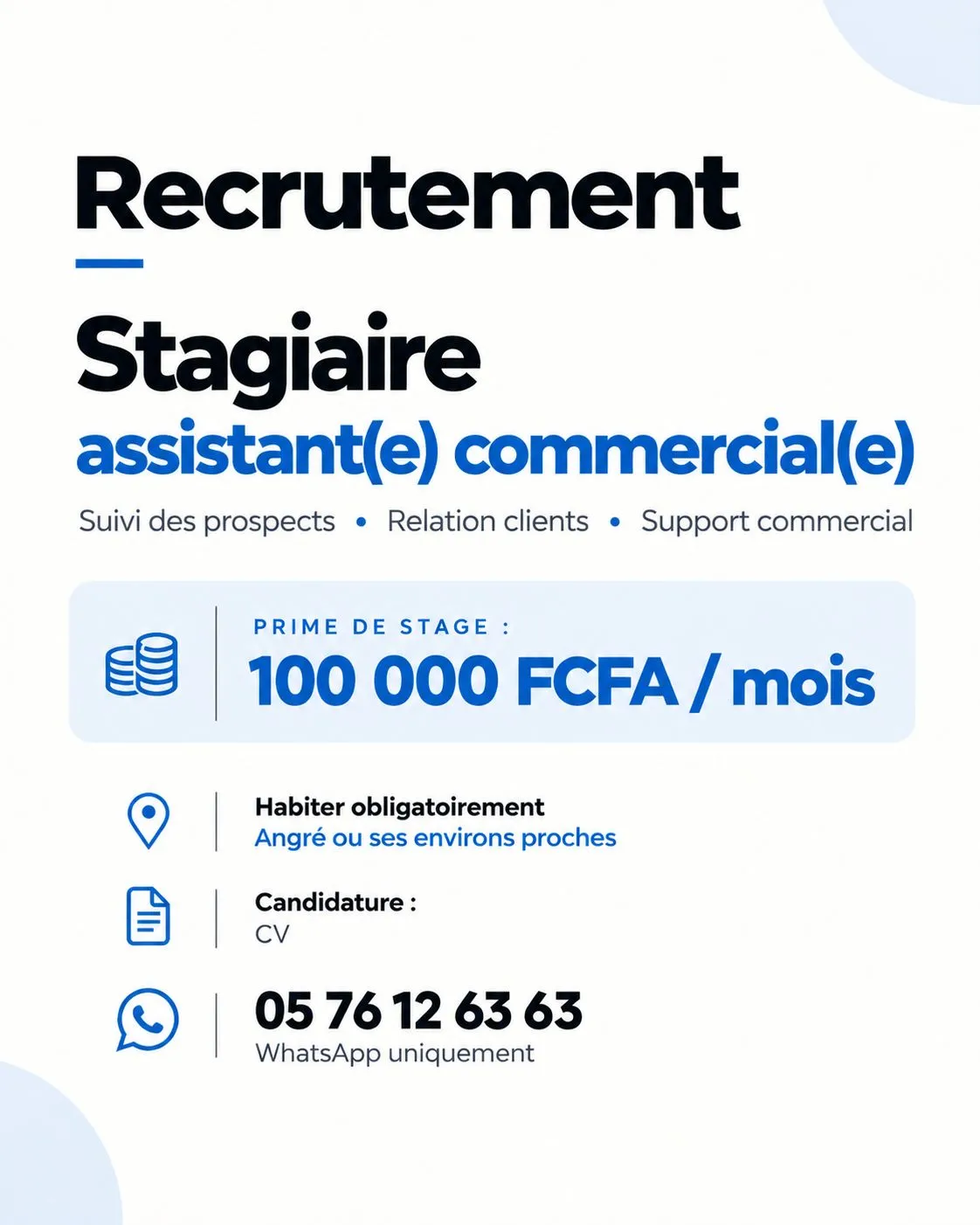 STAGIAIRE ASSISTANT(E) COMMERCIAL(E) (H/F)