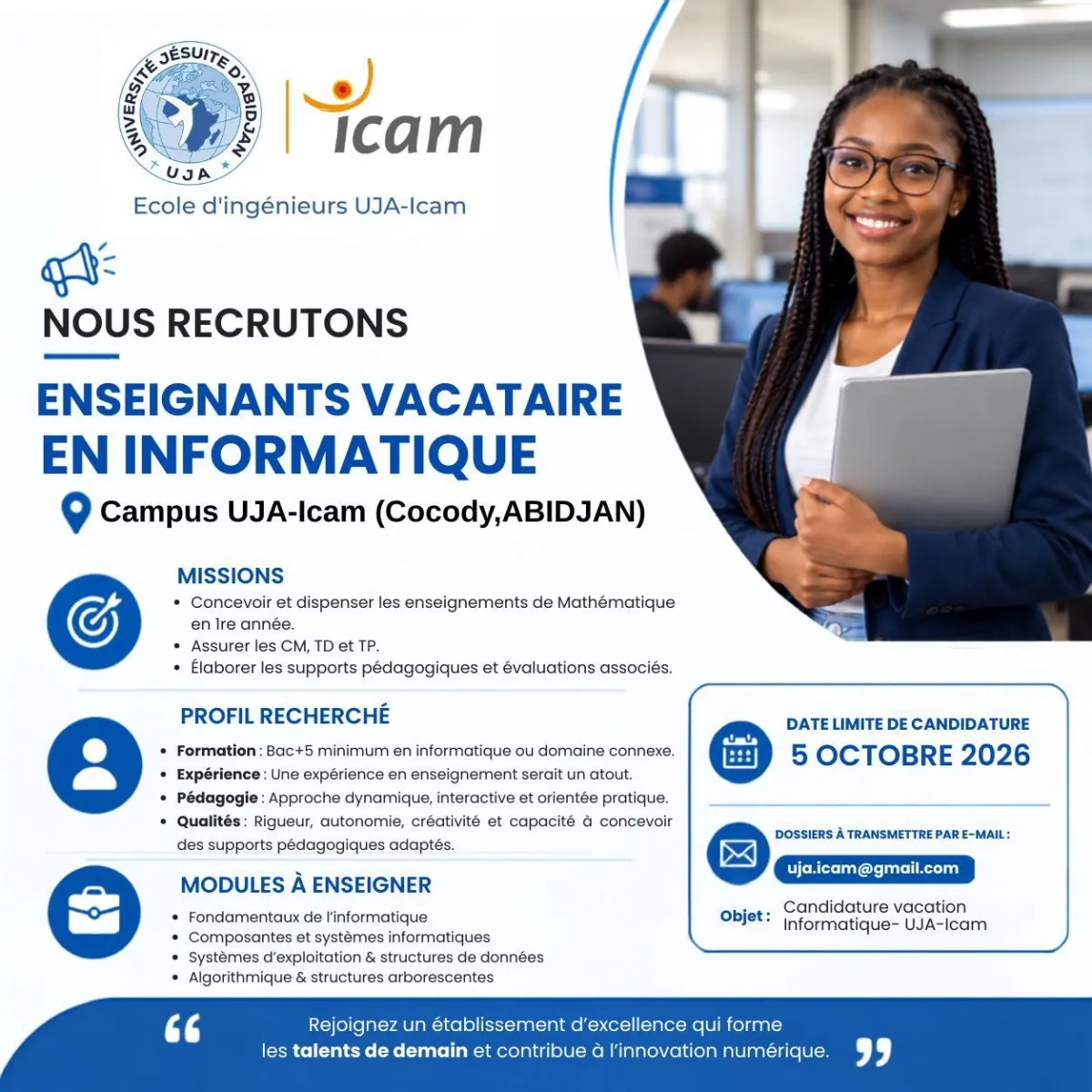 RECRUTEMENT ENSEIGNANT VACATAIRE EN INFORMATIQUE (H/F)