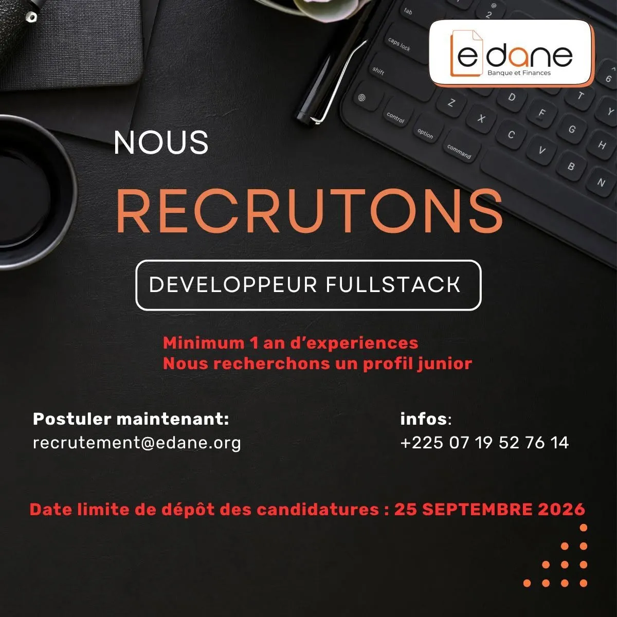 RECRUTEMENT DEVELOPPEUR FULL STACK JUNIOR