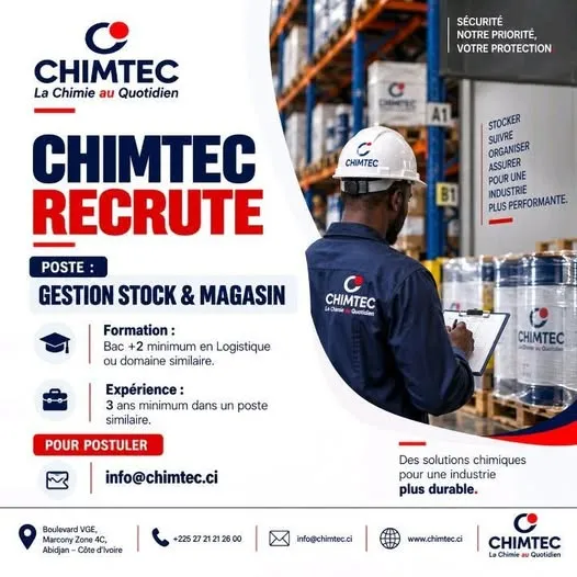 RECRUTEMENT GESTIONNAIRE DE STOCK MAGASIN (H/F)
