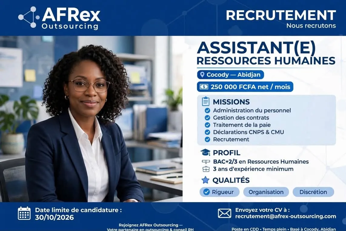 RECRUTEMENT ASSISTANT RESSOURCES HUMAINES (H/F)