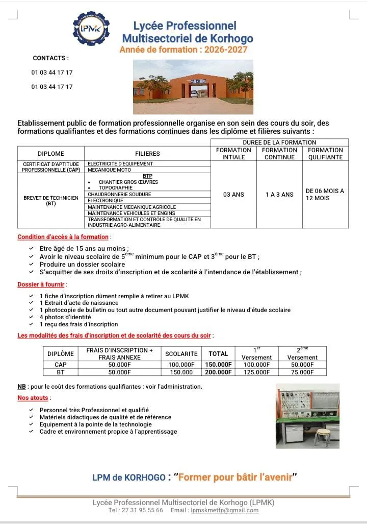 FORMATION AU LPM KORHOGO