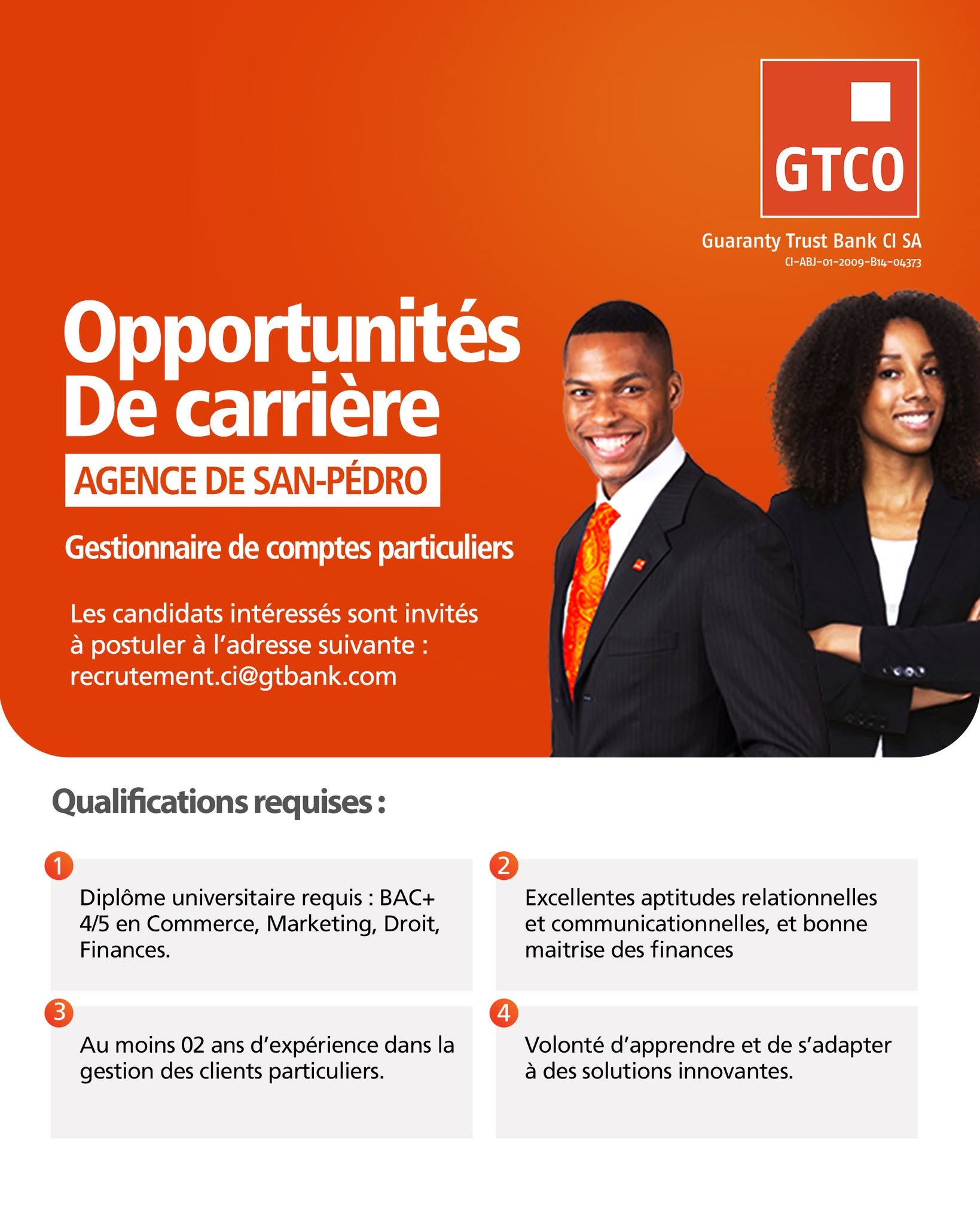RECRUTEMENT DE GESTIONNAIRE DES COMPTES PARTICULIERS