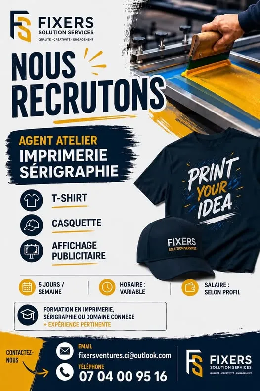 RECRUTEMENT UN AGENT ATELIER