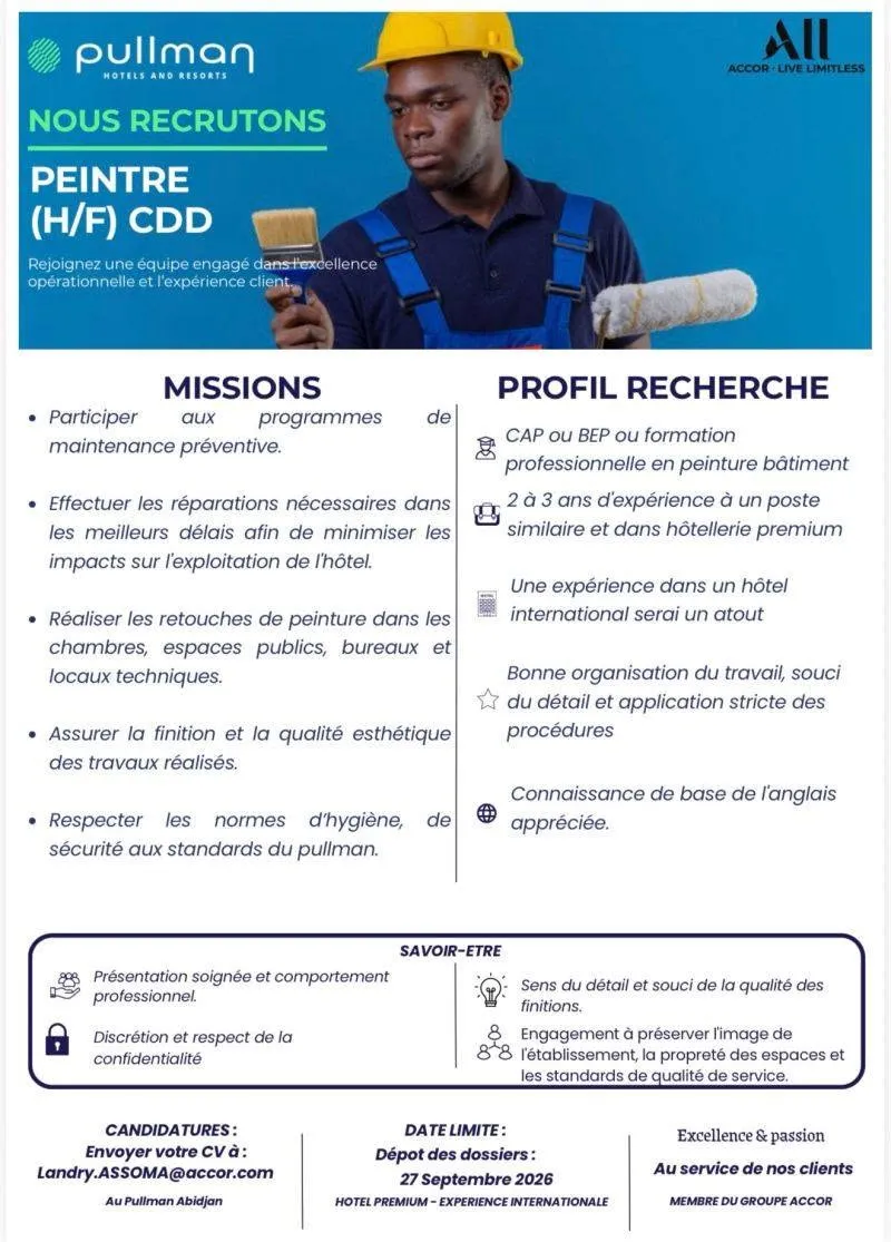 RECRUTEMENT DE PEINTRE (H/F)