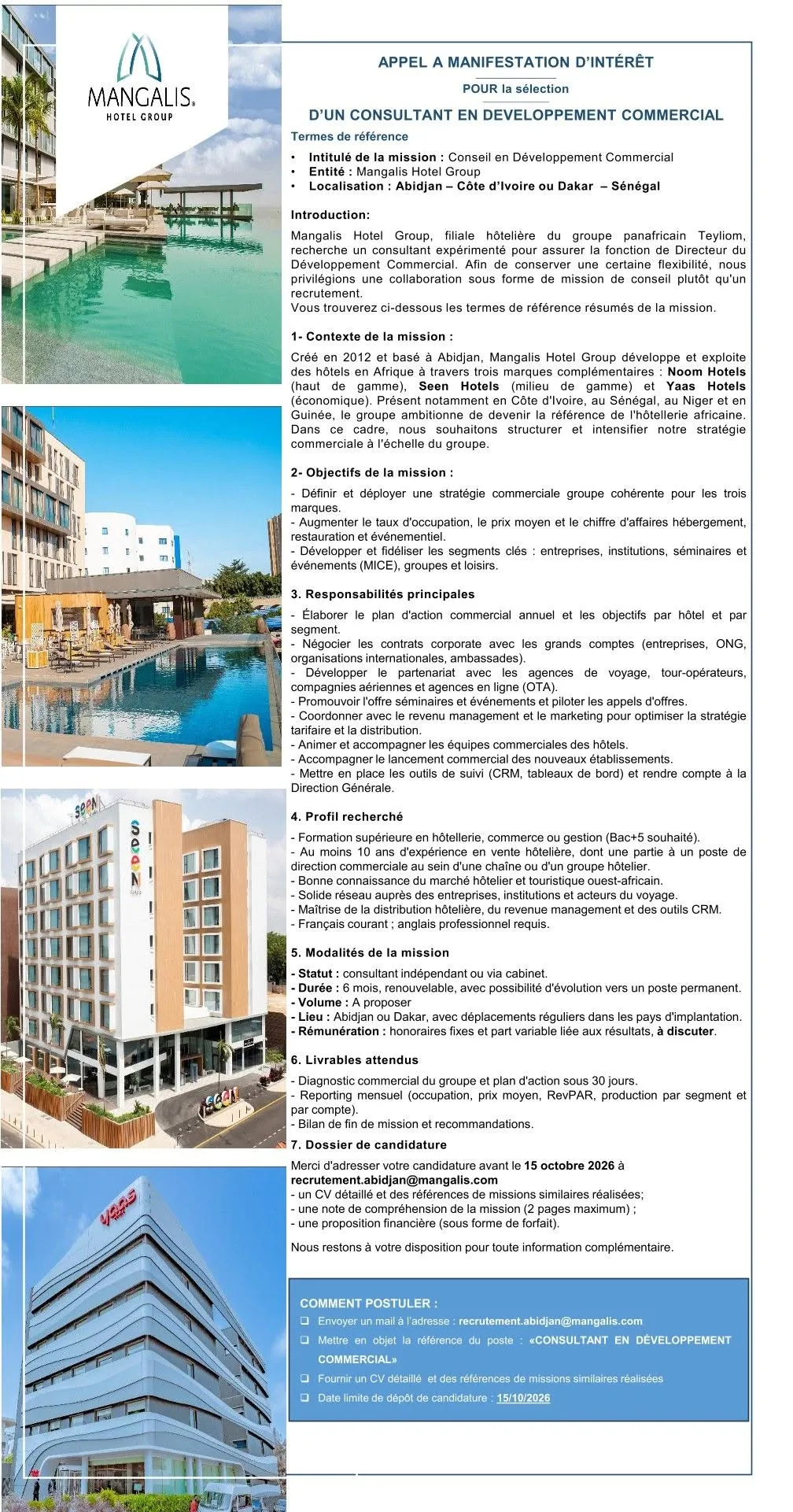 Offre d'emploi RECRUTEMENT CONSULTANT EN DEVELOPPEMENT COMMERCIAL