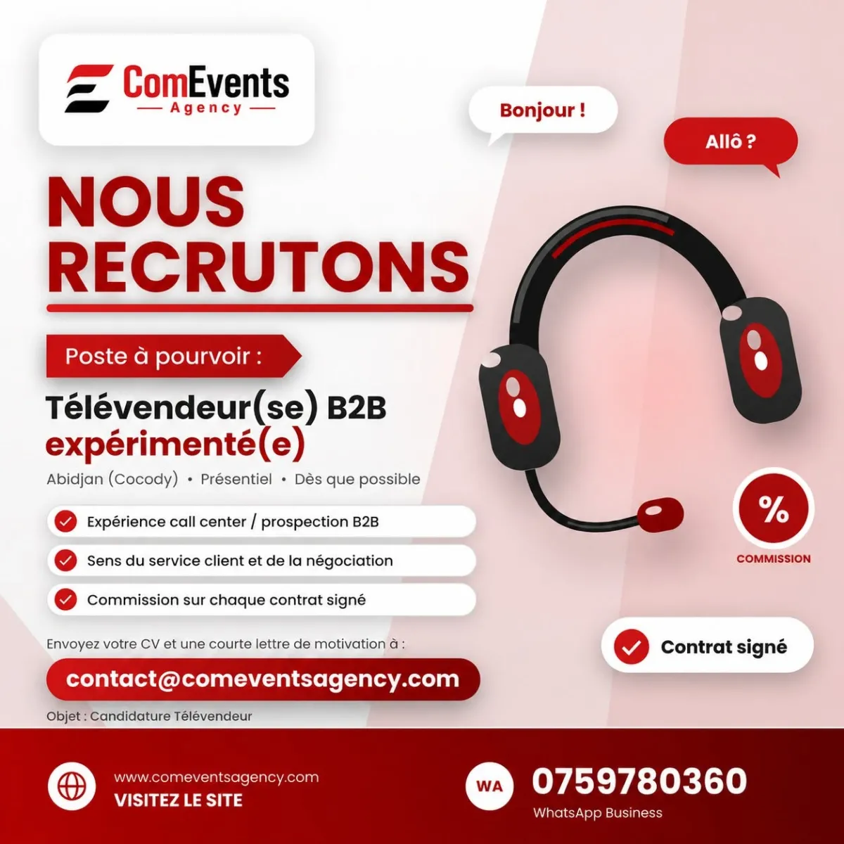 RECRUTEMENT TELEVENDEUR B2B (H/F)