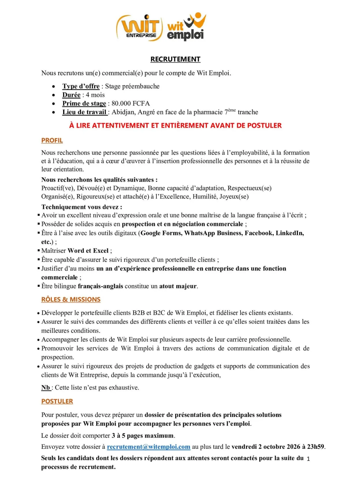 RECRUTEMENT D'UN COMMERCIAL (H/F)