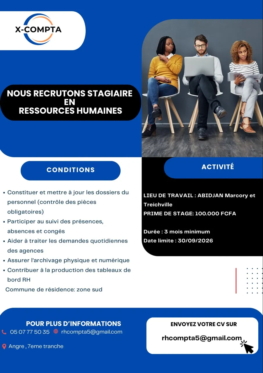 RECRUTEMENT STAGIAIRE RESSOURCES HUMAINES