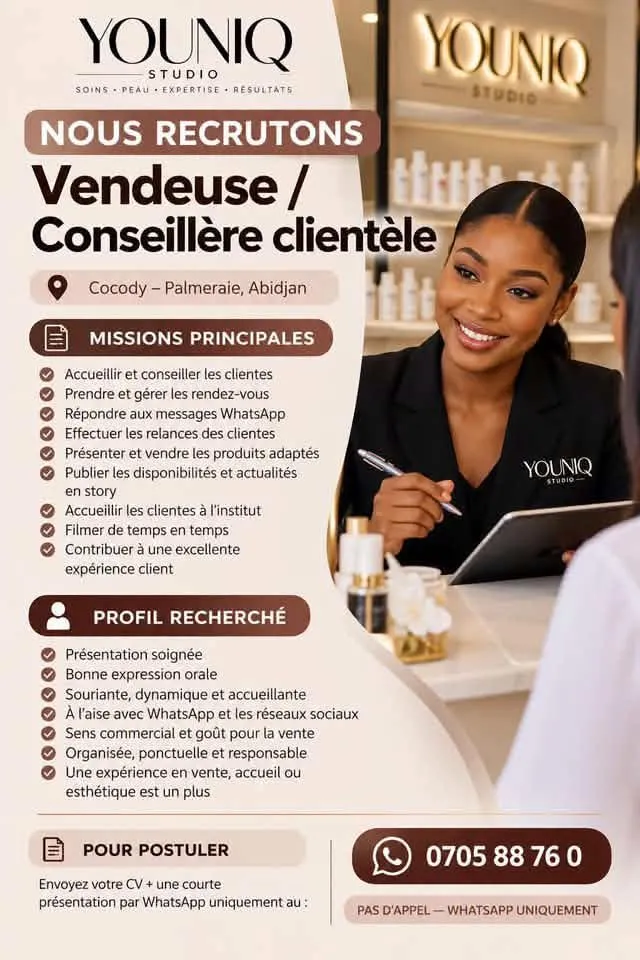 RECRUTEMENT VENDEUSE / CONSEILLERE CLIENTELE