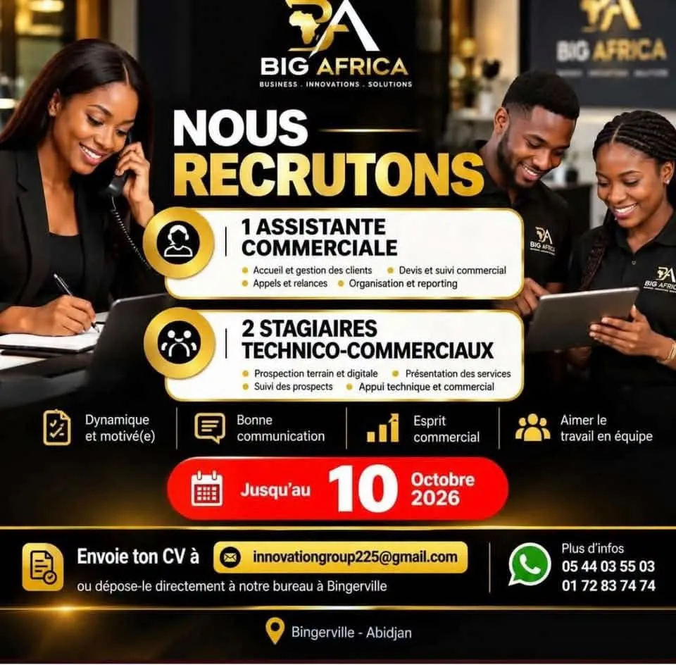 RECRUTEMENT ASSISTANTE COMMERCIALE / STAGIAIRE TECHNICO-COMMERCIAUX