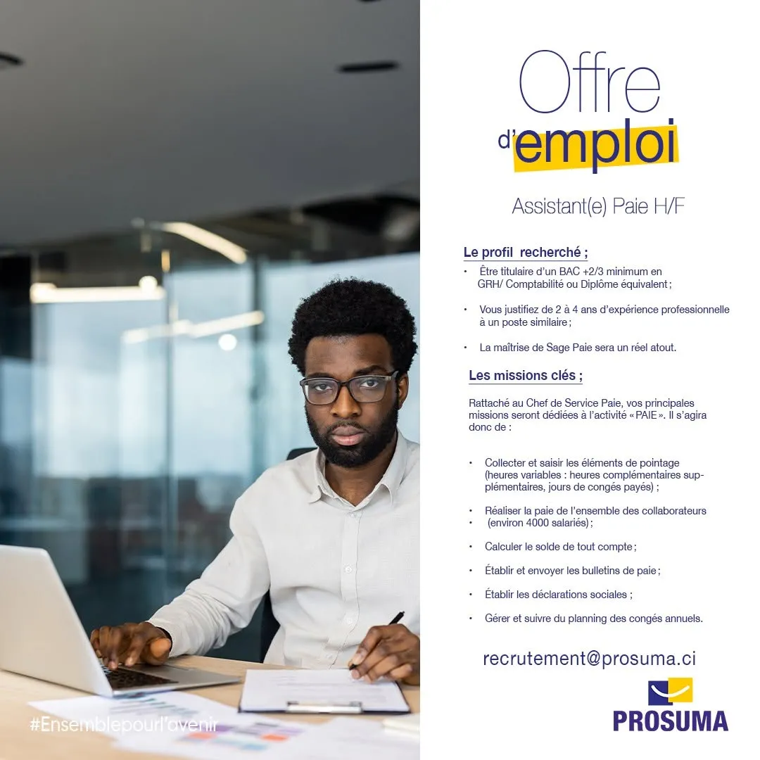 RECRUTEMENT ASSISTANT DE PAIE (H/F)