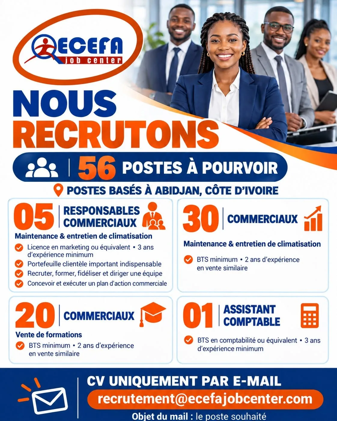 RECRUTEMENT DE 𝟓𝟔 𝐏𝐎𝐒𝐓𝐄𝐒 𝐀̀ 𝐏𝐎𝐔𝐑𝐕𝐎𝐈𝐑