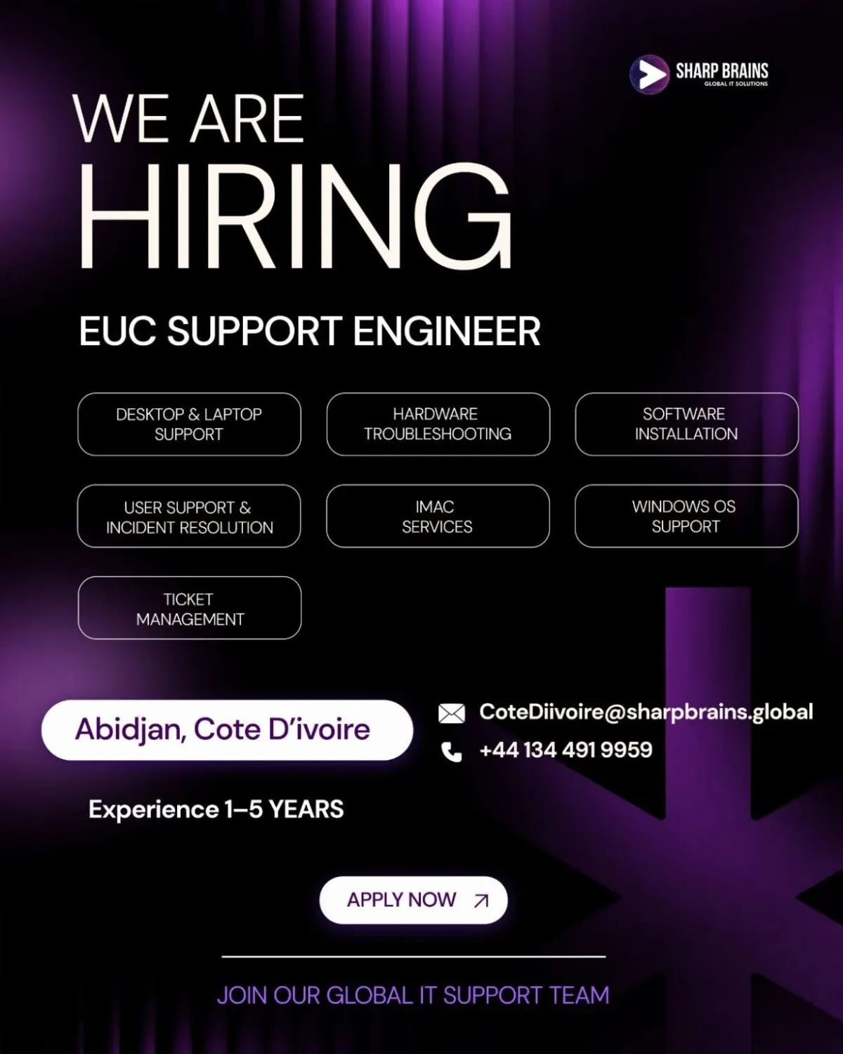 RECRUTEMENT INGENIEUR SUPPORT INFORMATIQUE