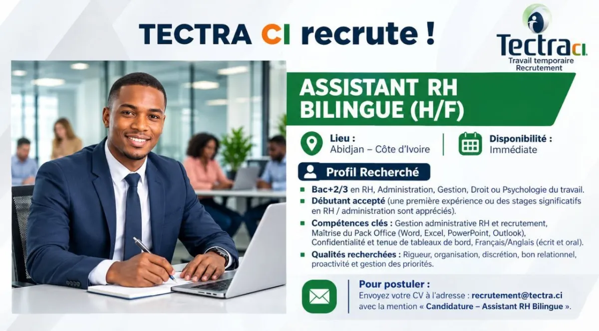 RECRUTEMENT ASSISTANT RH BILINGUE (H/F)