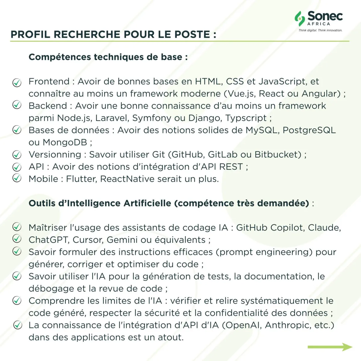 Offre d'emploi RECRUTEMENT DEVELOPPEUR JUNIOR FULL STACK