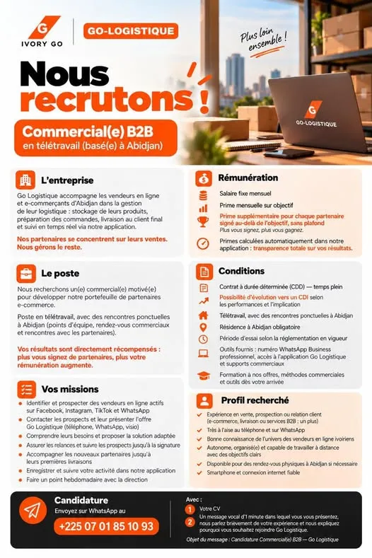 RECRUTEMENT COMMERCIAL B2B (H/F)