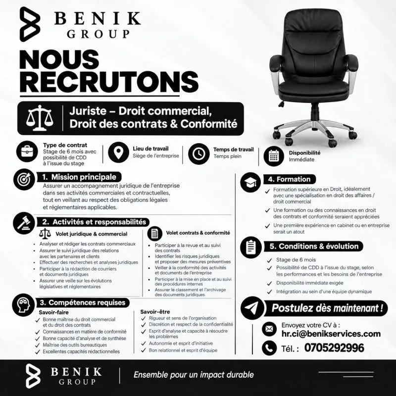 RECRUTEMENT D'UN JURISTE H/F