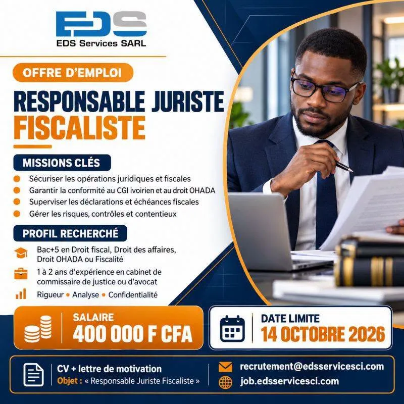 RECRUTEMENT RESPONSABLE JURISTE FISCALITE