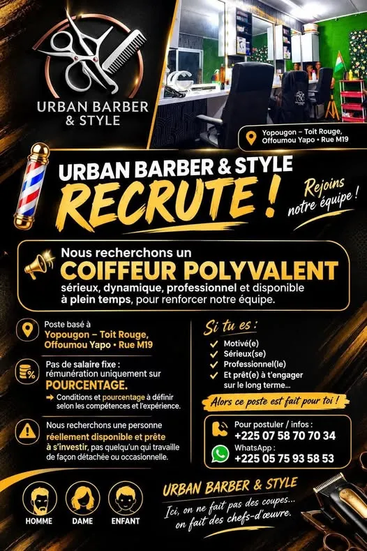RECRUTEMENT COIFFEUR SERIEUX PROFESSSIONNEL
