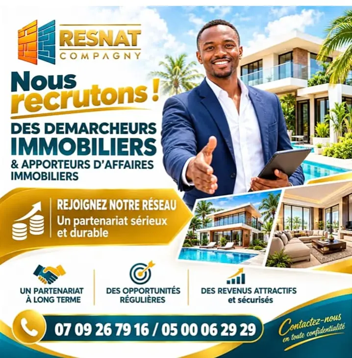 RECRUTEMNET DES DEMARCHEUR IMMOBILIER -  - COTE D'IVOIRE