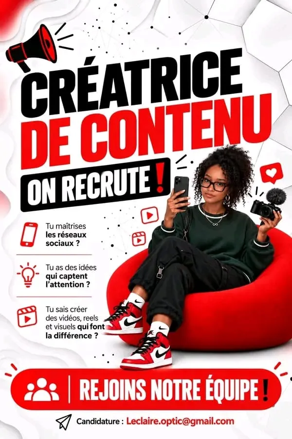Offre d'emploi RECRUTEMENT CREATRICE DE CONTENU