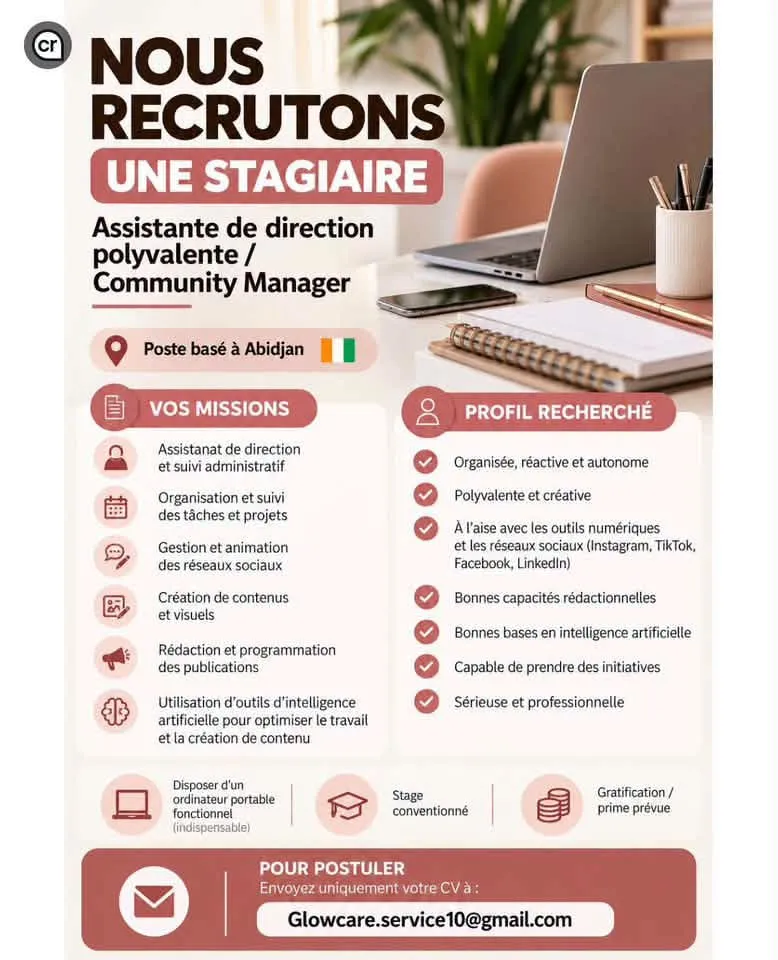 Offre d'emploi RECRUTEMENT ASSISTANAT STAGIAIRE (RH)