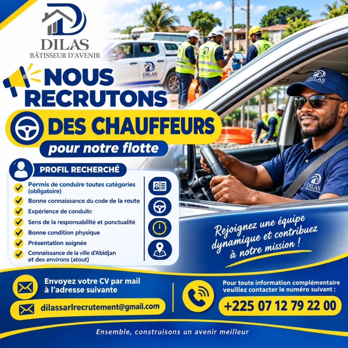 Offre d'emploi RECRUTEMENT DE CHAUFFEUR (H/F)