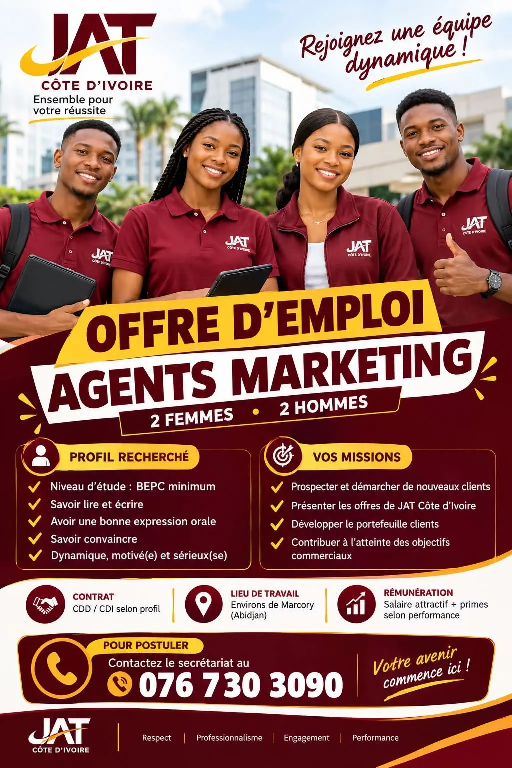 Offre d'emploi RECRUTEMENR D'AGENTS MARKETING (H/F)