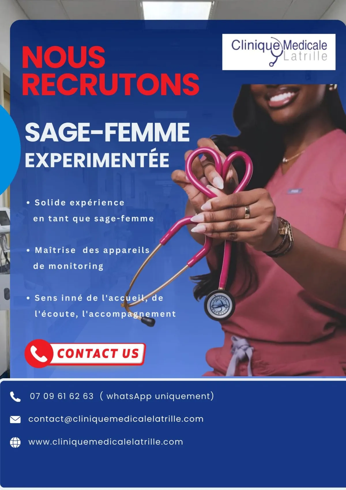 Offre d'emploi RECRUTEMENT D'UNE SAGE - FEMME